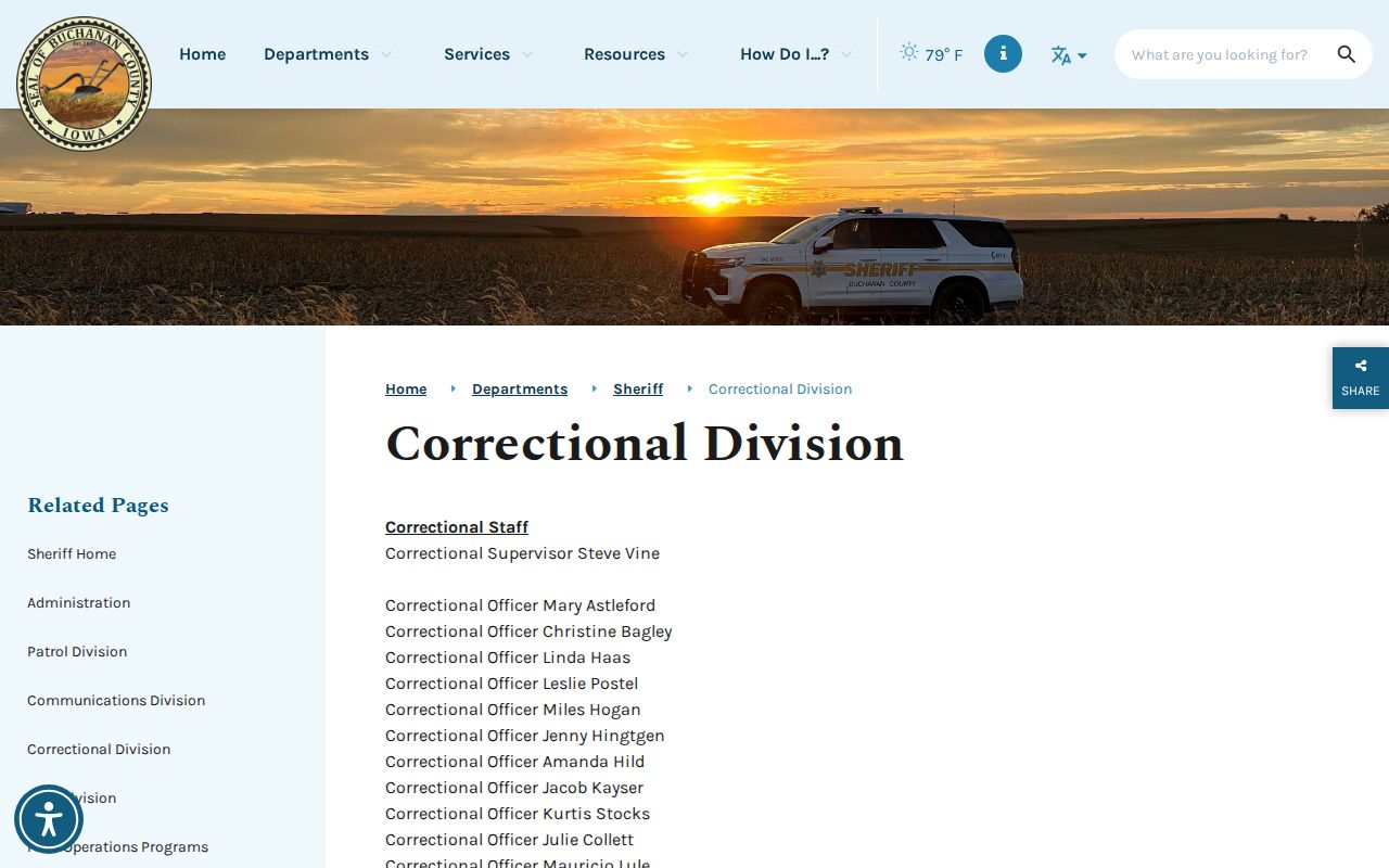 Buchanan County jail booking and custody information page